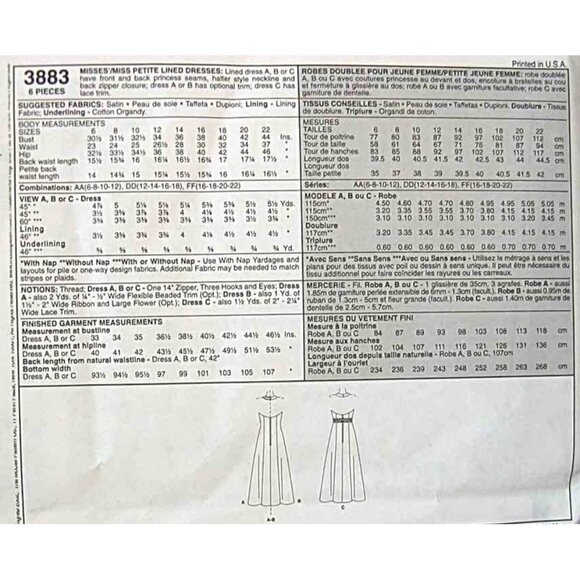 McCall's Sewing Pattern 3883 Misses Petite Lined Dresses Size 6-12 - Picture 2 of 2